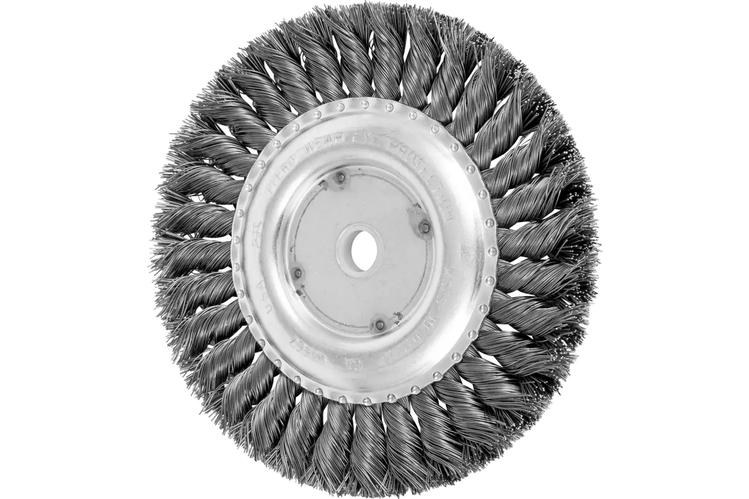 Picture of Pferd Standard Twist Knot Wire Wheel Brush 6" Dia. .016 Carbon Steel 5/8-1/2" Arbor